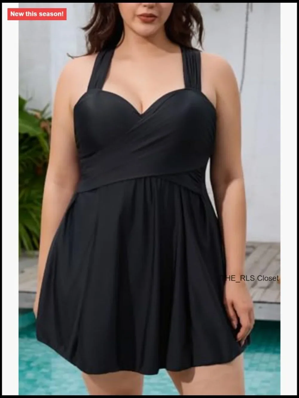 Elegant Crossover One Piece Swimdress Floral Skirted Swimsuit Tummy Control UPF